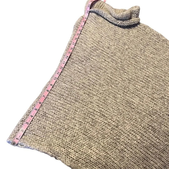 Incalpaca TPX Gray Turtleneck Poncho Sweater Cape L/XL Asymmetric Hem Winter - Picture 4 of 12